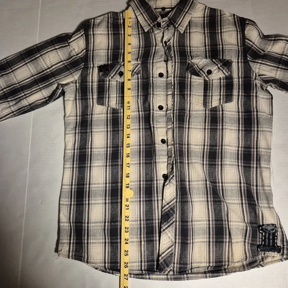 Harley Davidson Men's Black Plaid Long Sleeve Button Down Flannel Shirt SZ LG - Picture 9 of 10